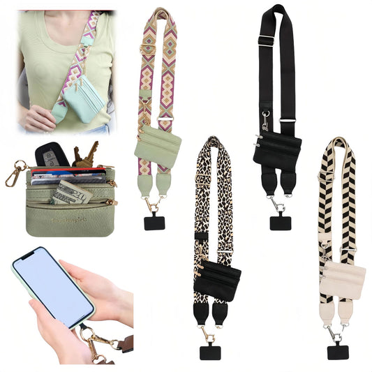 Clip and Go Strap for Phone with Wallet Crossbody, Iphone Case with Crossbody Strap Cross Body Phone String with Zipper Wallet Pouch, Adjustable Phone Strap Crossbody (4PCS) - DigiVirt