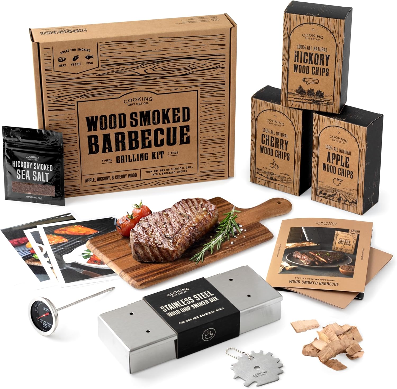 Cooking Gift Set Co. | Wood Smoked BBQ Grill Set for Men | Gifts for Men:Gifts for Boyfriend, Birthday Gifts for Men, & New Home Gift Ideas | BBQ Gifts for Men, Mens Gifts Ideas - DigiVirt
