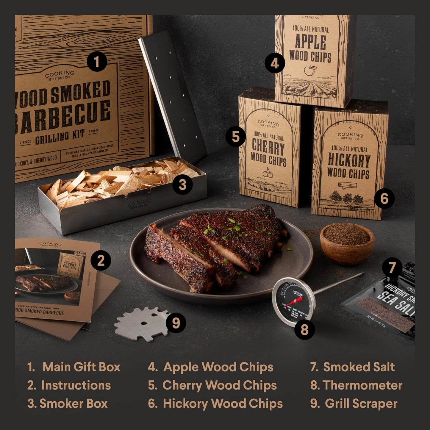 Cooking Gift Set Co. | Wood Smoked BBQ Grill Set for Men | Gifts for Men:Gifts for Boyfriend, Birthday Gifts for Men, & New Home Gift Ideas | BBQ Gifts for Men, Mens Gifts Ideas - DigiVirt