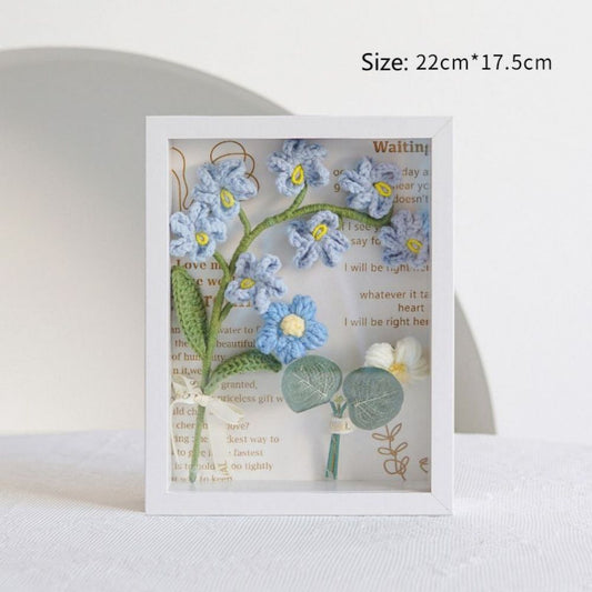 Crochet Bouquets Photo Frame Handmade Knitted Flower Shadowbox Frame Desktop Decoration - DigiVirt