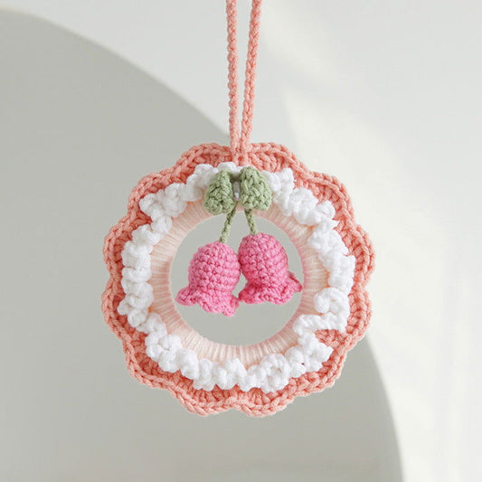 Crochet Flower Car Mirror Hanging Plant Knitted Flowers Car Decor Accessories - DigiVirt