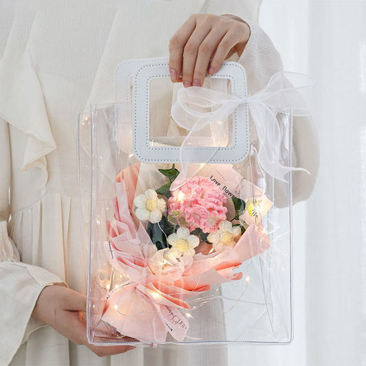 Crochet Flowers Bouquet Handmade Knitted Bouquet with Light Strip Gift for Teacher Mother Lover Wedding Gift - DigiVirt