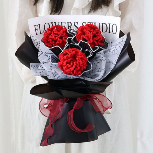 Crochet Flowers Bouquet Handmade Knitted Carnation Bouquet Wedding Gift - DigiVirt