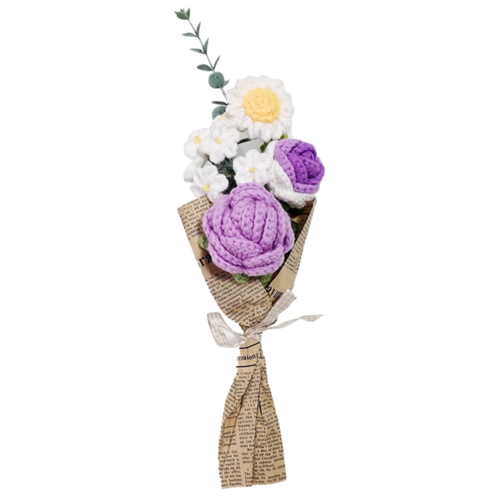 Crochet Flowers Bouquet Handmade Knitted Rose Bouquet Gift for Her Wedding Gift - DigiVirt