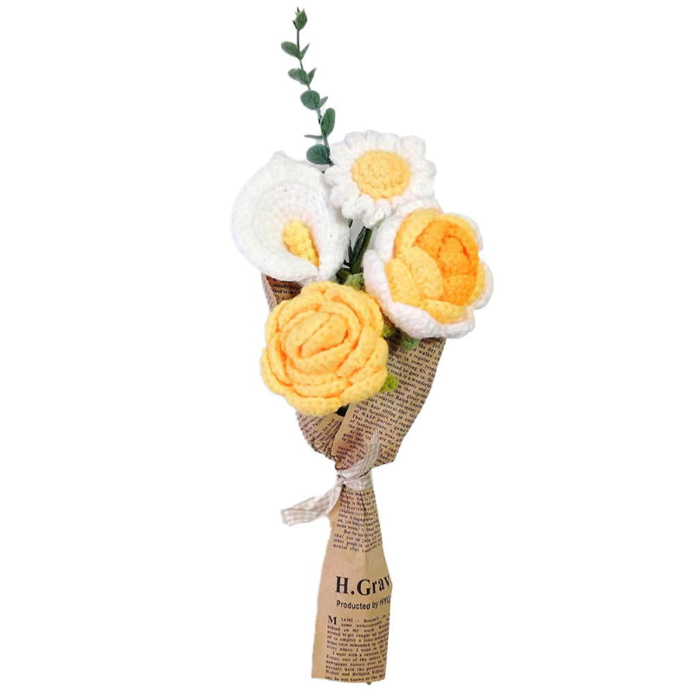 Crochet Flowers Bouquet Handmade Knitted Rose Bouquet Gift for Her Wedding Gift - DigiVirt