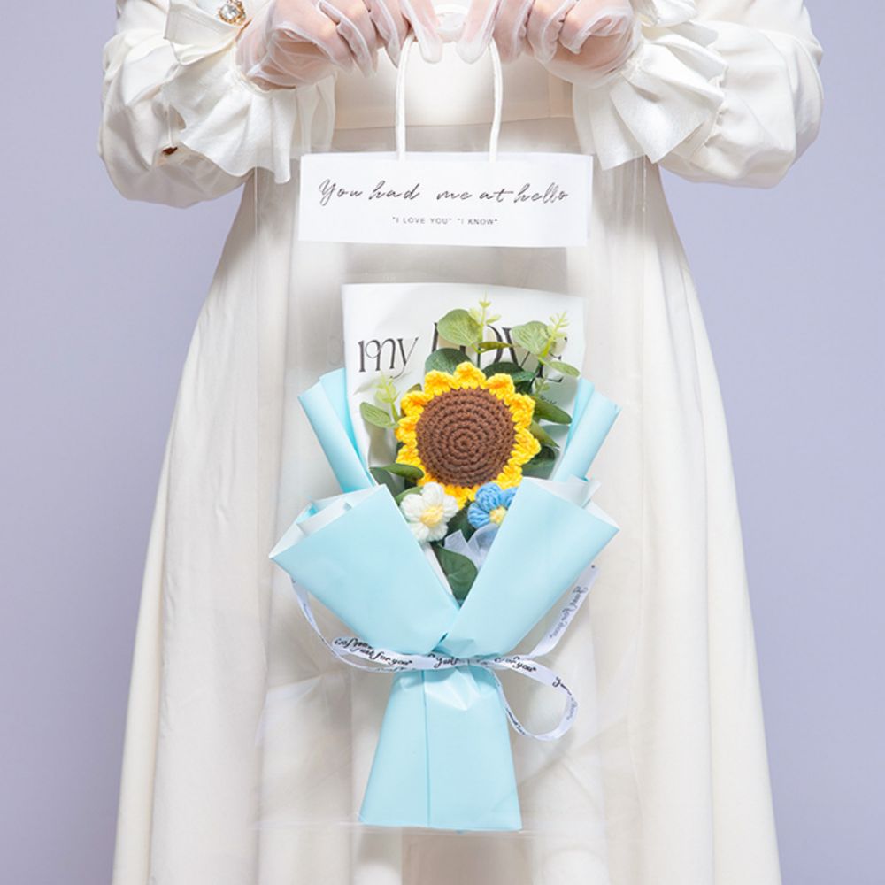 Crochet Flowers Bouquet Handmade Knitted Sunflower Bouquet Wedding Gift - DigiVirt