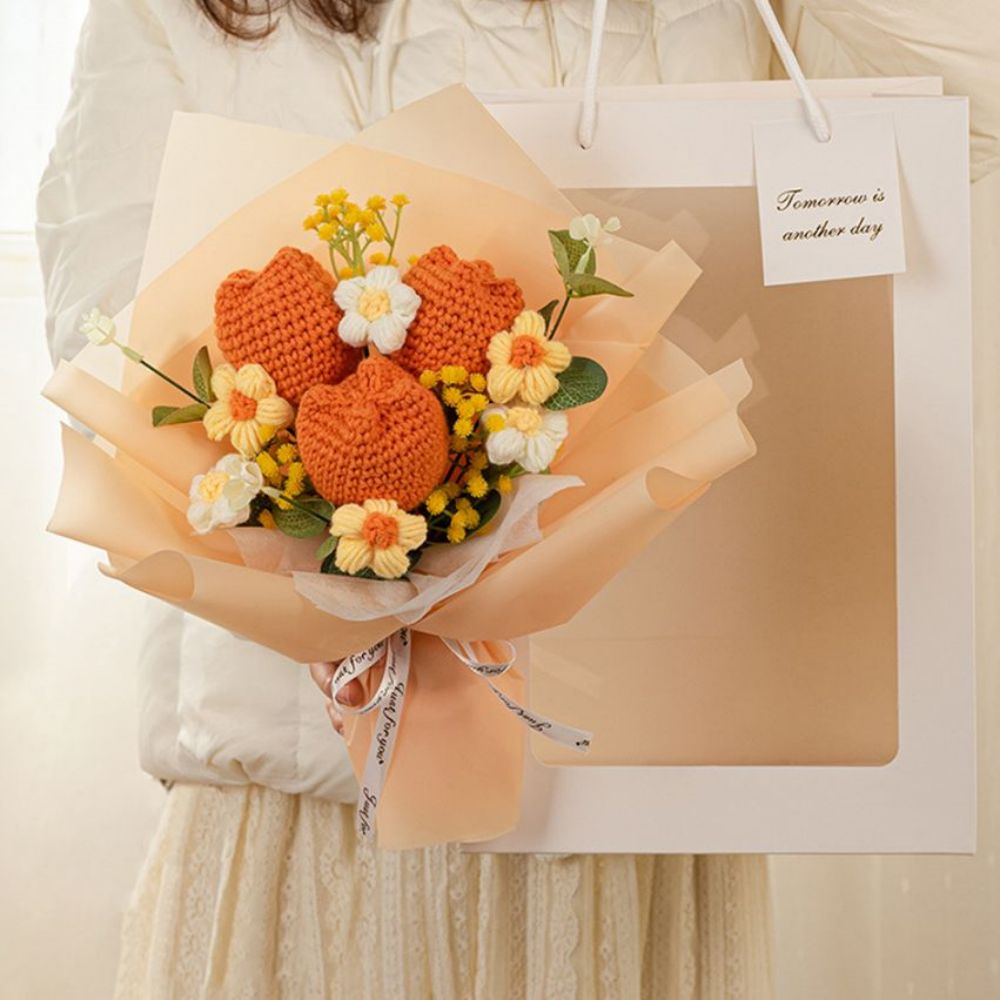 Crochet Flowers Bouquet Handmade Knitted Tulip Bouquet Wedding Gift - DigiVirt