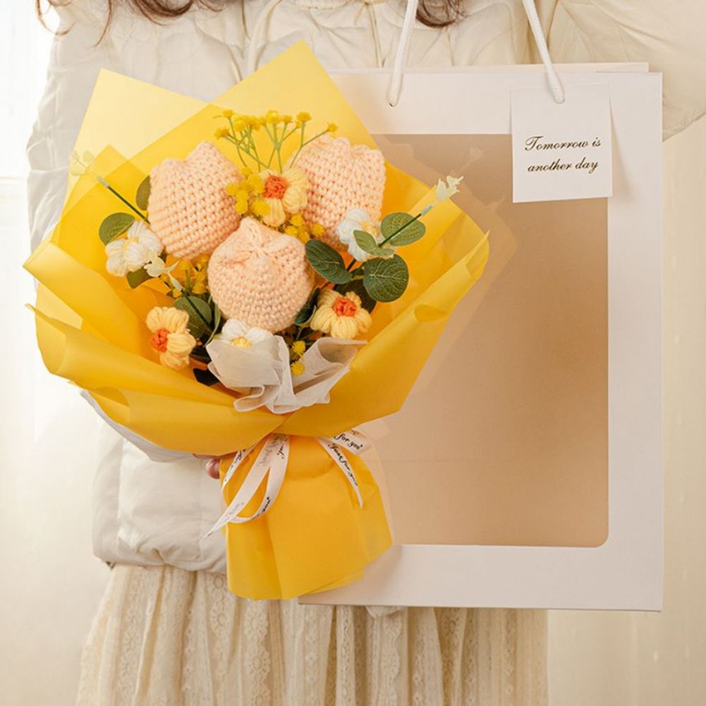 Crochet Flowers Bouquet Handmade Knitted Tulip Bouquet Wedding Gift - DigiVirt