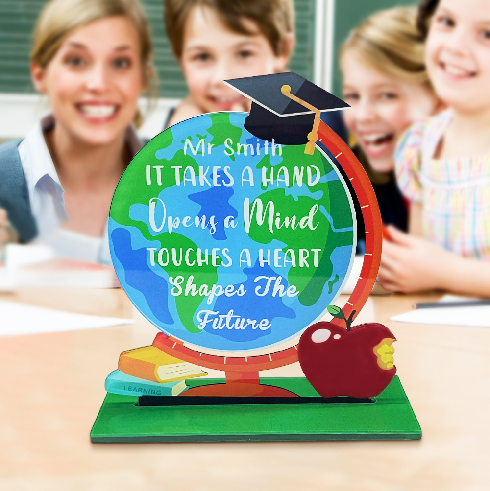 Custom Acrylic Globe Table Sign Teacher Appreciation Decoration - DigiVirt