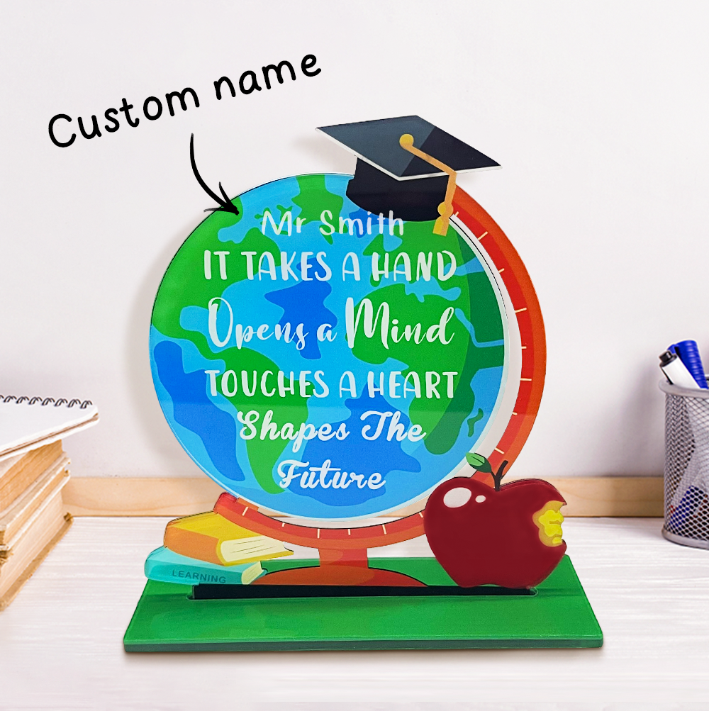 Custom Acrylic Globe Table Sign Teacher Appreciation Decoration - DigiVirt