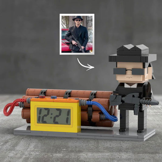 Custom Brick Figures Clock Personalized Dangerous Elements Brick Figures Clock Gifts for Him - DigiVirt