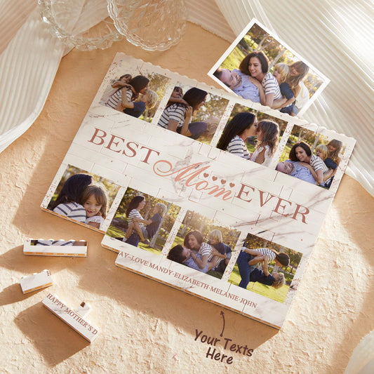 Custom Building Block Puzzle Horizontal Trio Photo Brick Best Mom Ever - DigiVirt