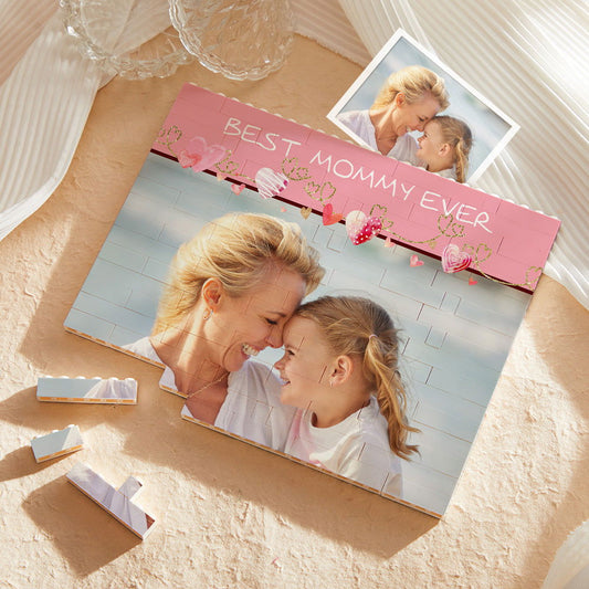 Custom Building Block Puzzle Horizontal Trio Photo Brick Mother's Day Gift Best Mom Ever - DigiVirt