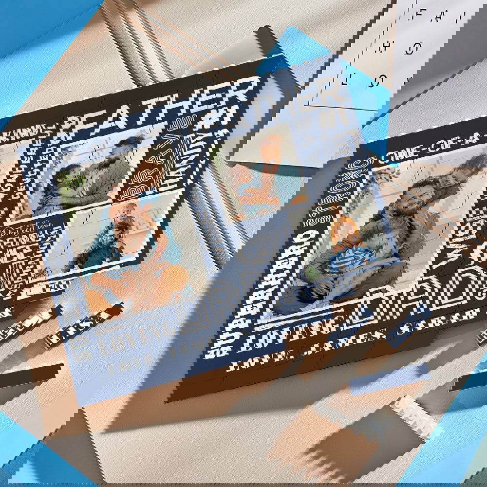 Custom Building Block Puzzle Horizontal Trio Photo Brick for Dad Happy Father's Day - DigiVirt