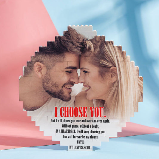 Custom Building Block Puzzle Round Photo Brick Frame I Choose You - DigiVirt