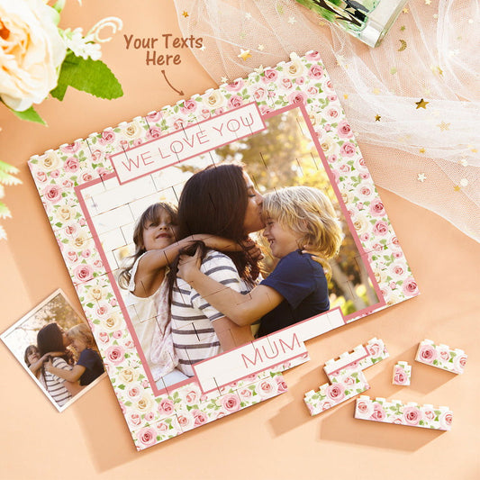 Custom Building Block Puzzle Square Photo Brick Mum We Love You Mather's Day Gift - DigiVirt