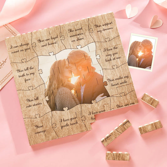 Custom Building Block Puzzle Square Photo Brick Write 12 Reasons to Love Him/Her - DigiVirt