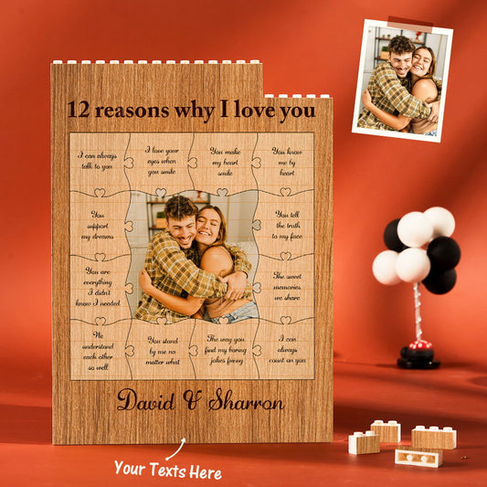 Custom Building Block Puzzle Vertical Building Photo Brick for Lover 12 Reasons Why I Love You - DigiVirt