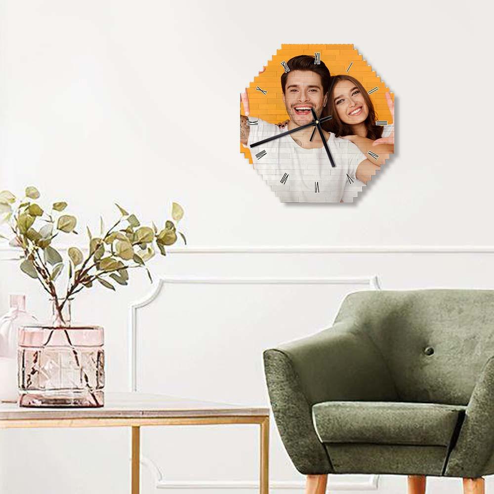 Custom Building Block Wall Clock Personality Puzzle Custom Photo Pointer Brick Clock - DigiVirt