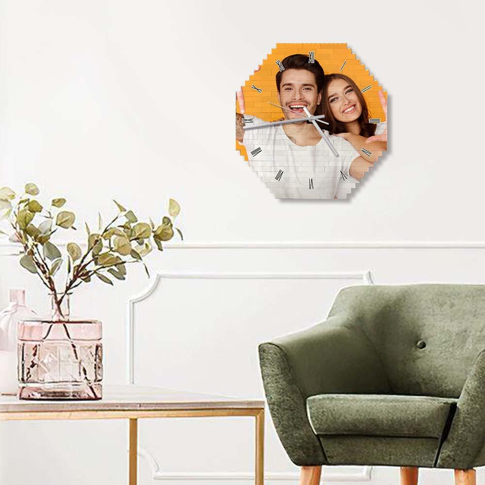 Custom Building Block Wall Clock Personality Puzzle Custom Photo Pointer Brick Clock - DigiVirt
