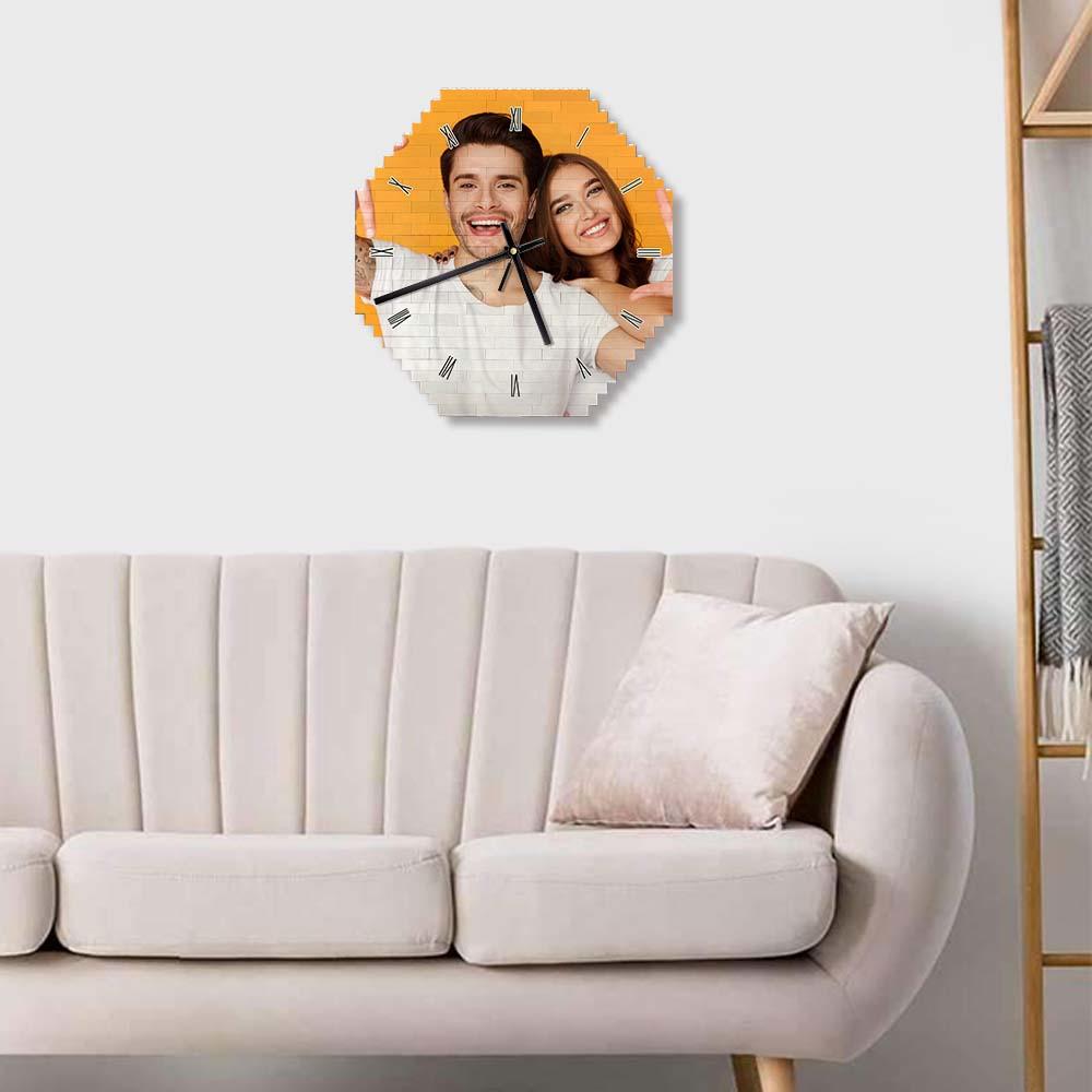 Custom Building Block Wall Clock Personality Puzzle Custom Photo Pointer Brick Clock - DigiVirt