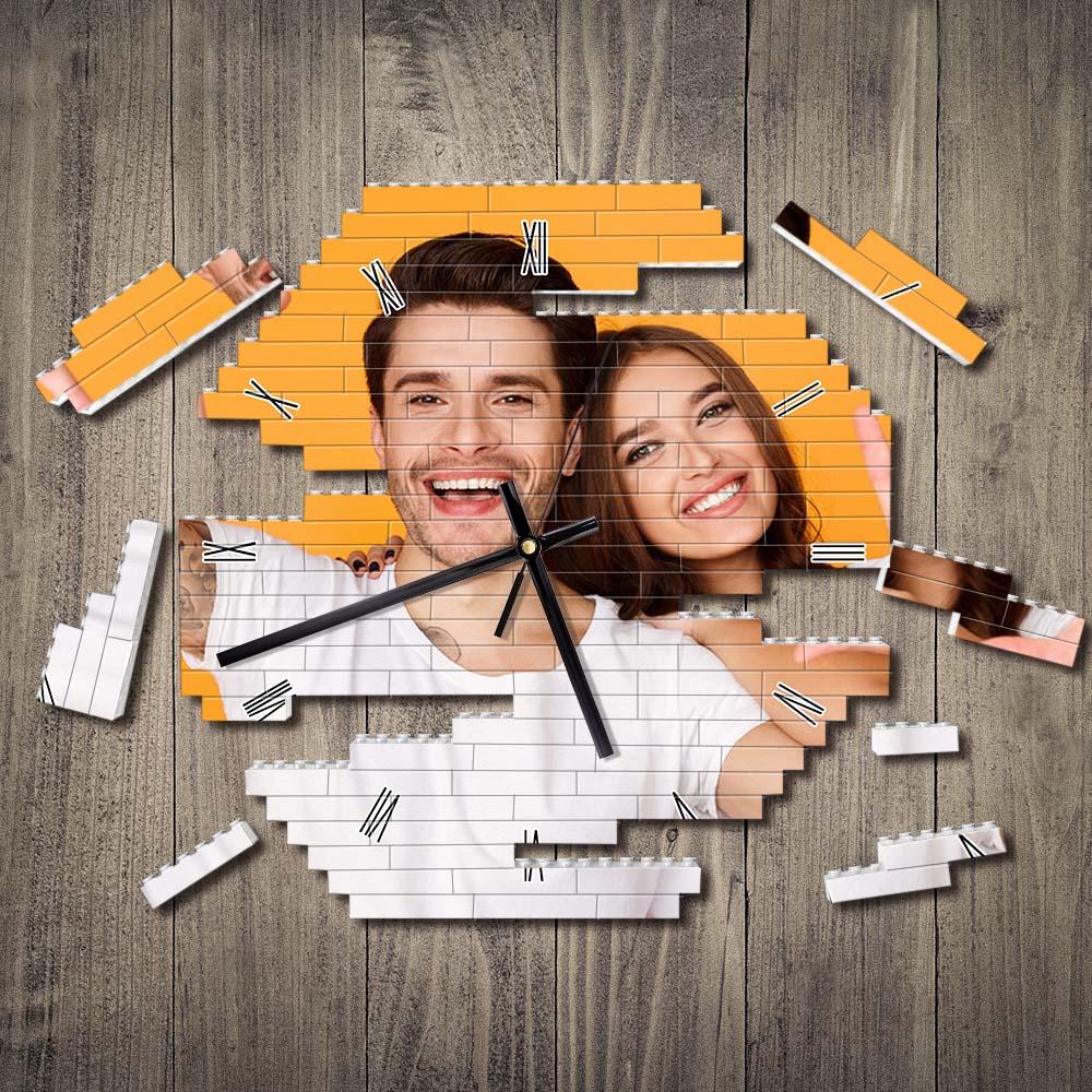 Custom Building Block Wall Clock Personality Puzzle Custom Photo Pointer Brick Clock - DigiVirt