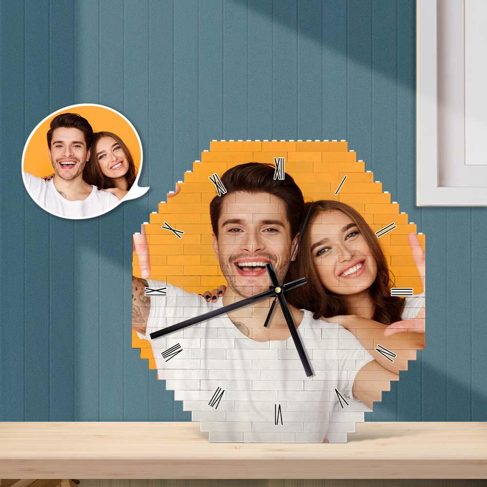 Custom Building Block Wall Clock Personality Puzzle Custom Photo Pointer Brick Clock - DigiVirt