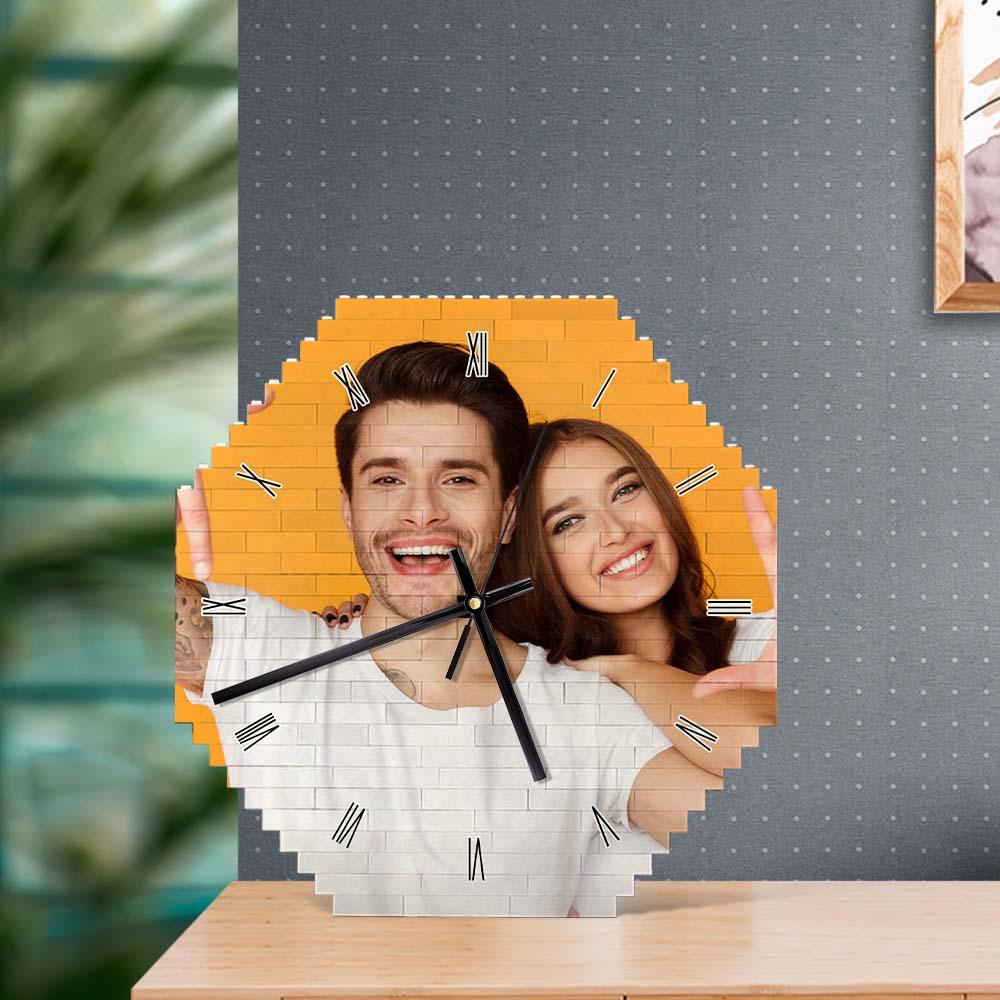 Custom Building Block Wall Clock Personality Puzzle Custom Photo Pointer Brick Clock - DigiVirt