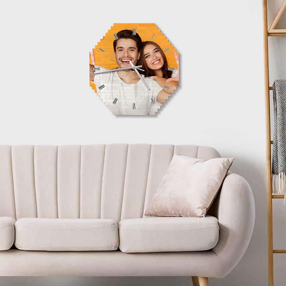 Custom Building Block Wall Clock Personality Puzzle Custom Photo Pointer Brick Clock - DigiVirt