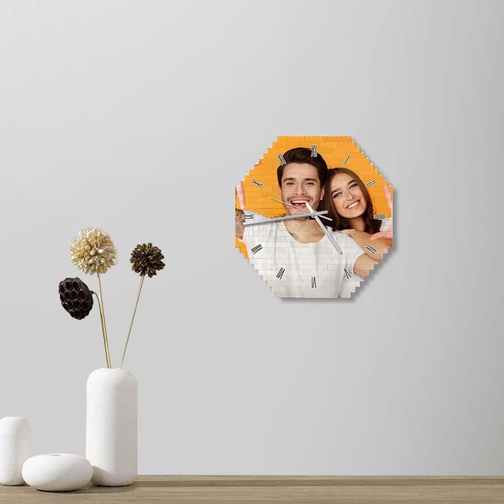 Custom Building Block Wall Clock Personality Puzzle Custom Photo Pointer Brick Clock - DigiVirt