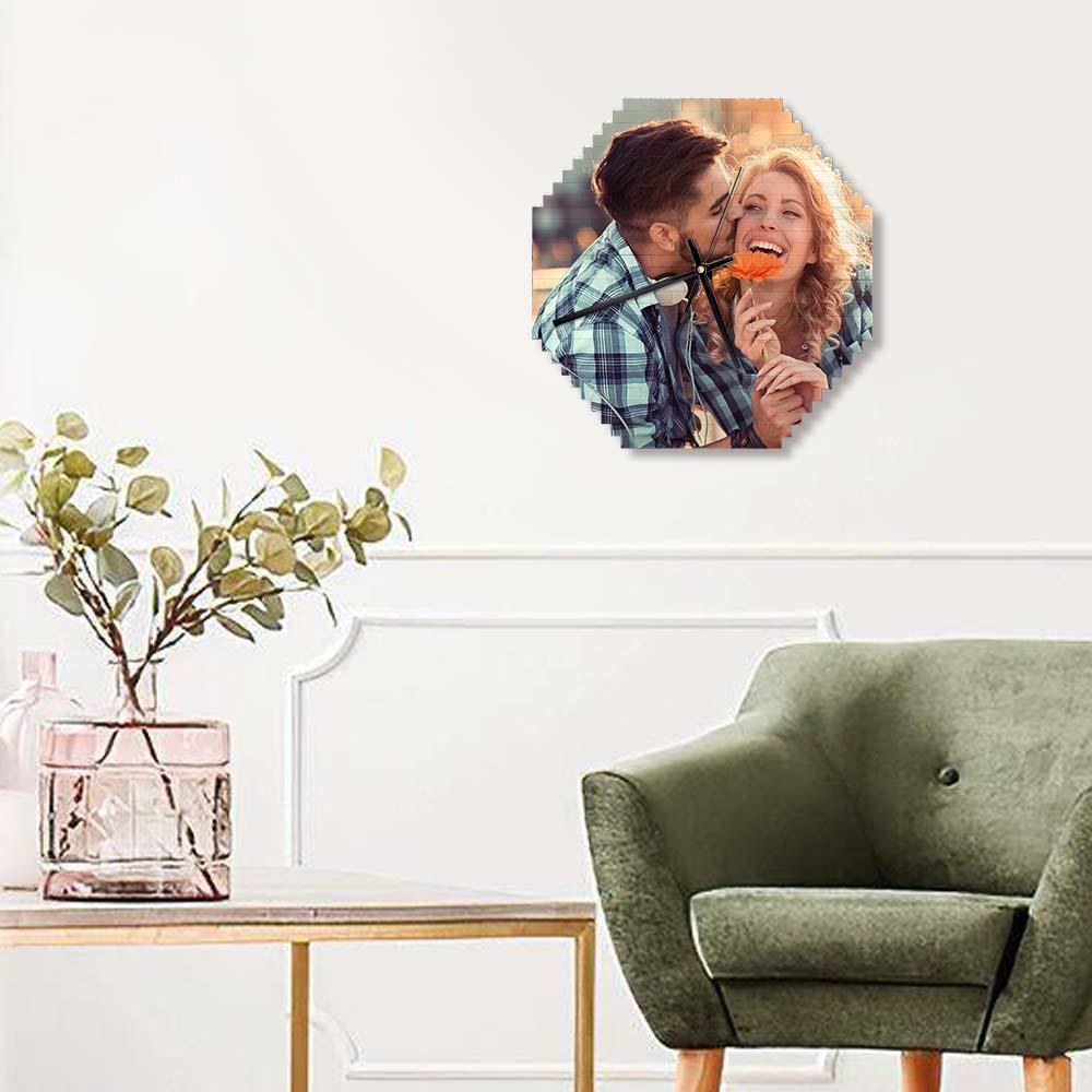Custom Building Blocks Desk Clock Wall Clock Personalized Puzzle Custom Photo Brick Clock Gift For Couple - DigiVirt