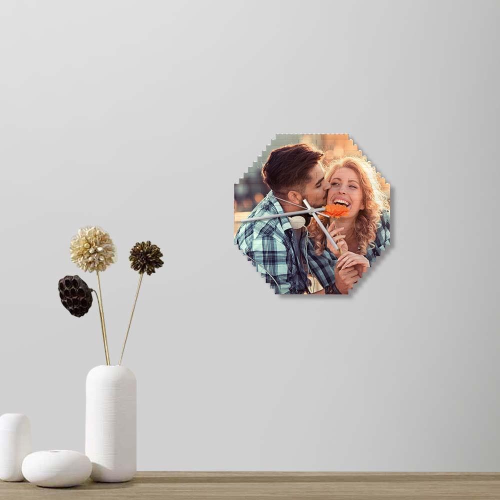 Custom Building Blocks Desk Clock Wall Clock Personalized Puzzle Custom Photo Brick Clock Gift For Couple - DigiVirt