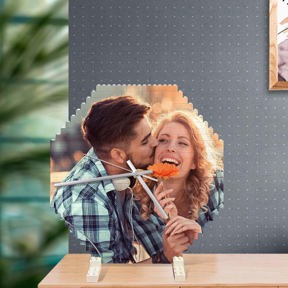 Custom Building Blocks Desk Clock Wall Clock Personalized Puzzle Custom Photo Brick Clock Gift For Couple - DigiVirt