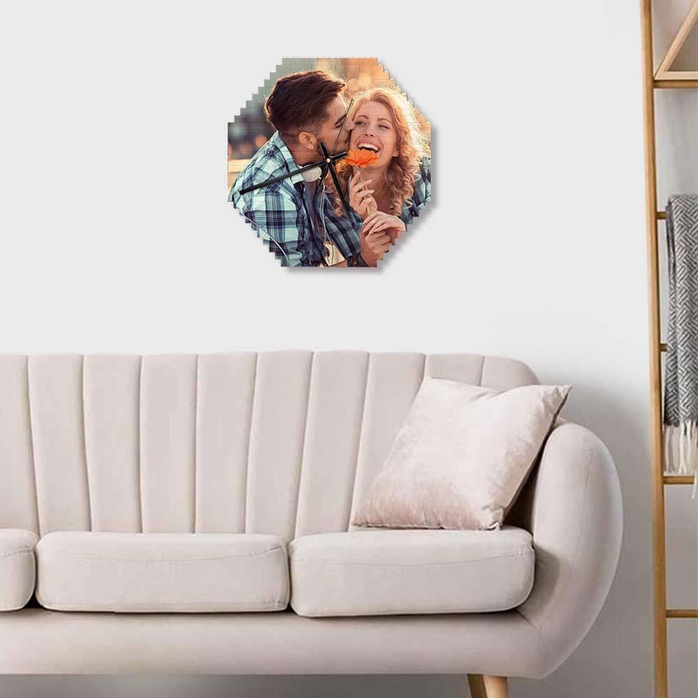 Custom Building Blocks Desk Clock Wall Clock Personalized Puzzle Custom Photo Brick Clock Gift For Couple - DigiVirt