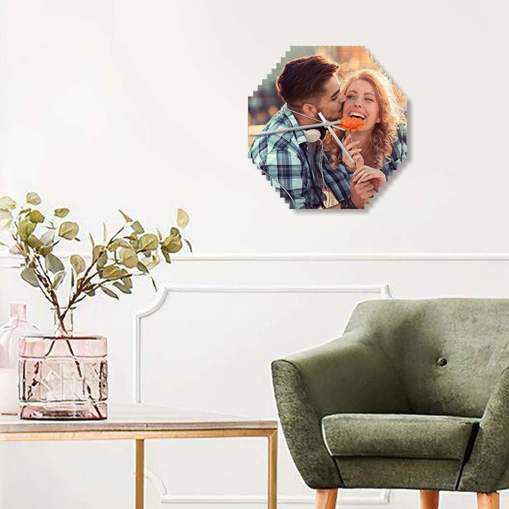 Custom Building Blocks Desk Clock Wall Clock Personalized Puzzle Custom Photo Brick Clock Gift For Couple - DigiVirt