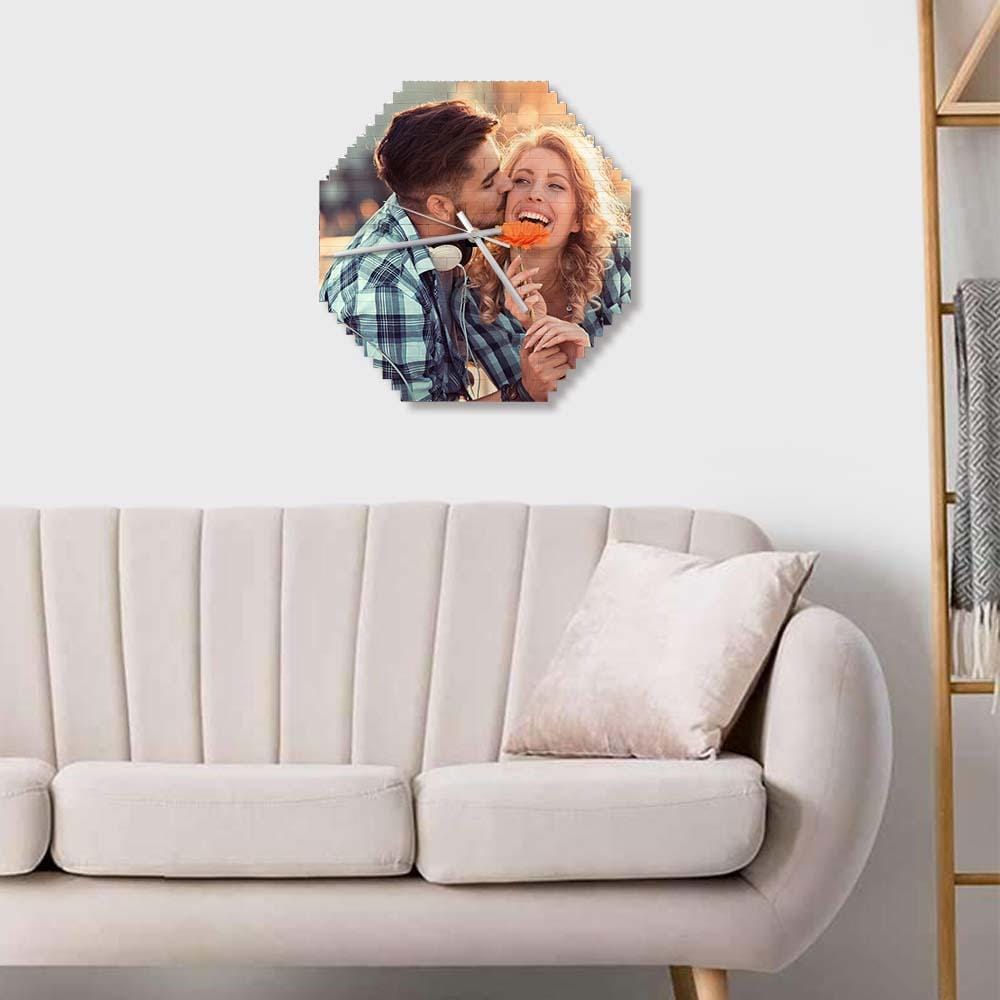 Custom Building Blocks Desk Clock Wall Clock Personalized Puzzle Custom Photo Brick Clock Gift For Couple - DigiVirt