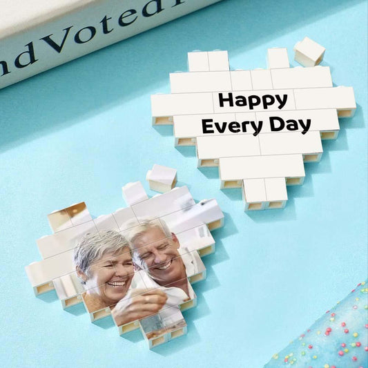 Custom Building Brick Puzzle Personalized Heart Shaped Photo Block - DigiVirt