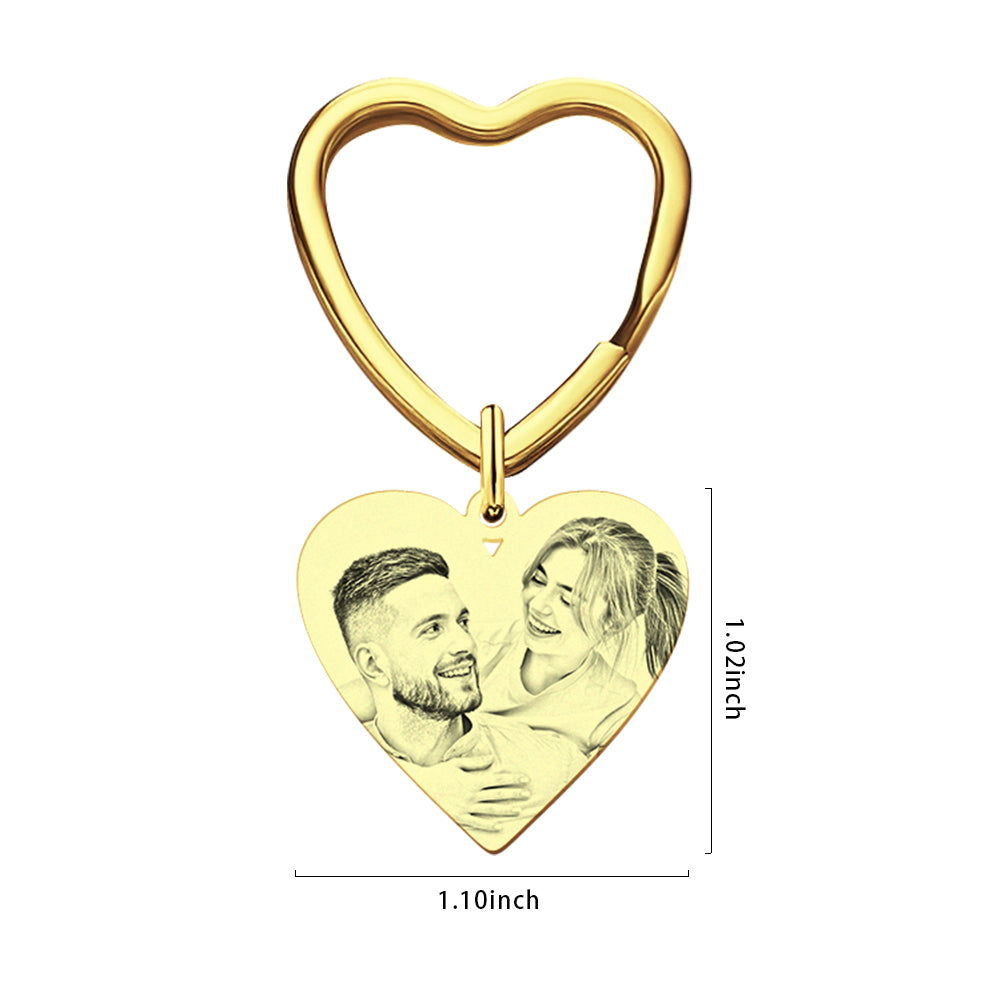 Custom Calendar Photo Keychain Heart Engraved Keyring Anniversary Memorial Gift Wedding Gift - DigiVirt