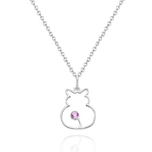 Custom Cat Necklace with Birthstone Necklace Birthday Anniversary Gift for Pet Lover - DigiVirt