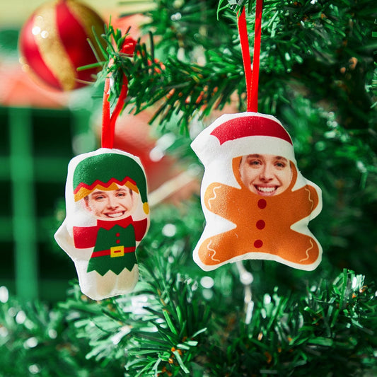 Custom Christmas Gingerbread Man and Elf Decorations Personalized Face Christmas Hanging Decoration Superhero Decor Set Gifts for Besties - DigiVirt