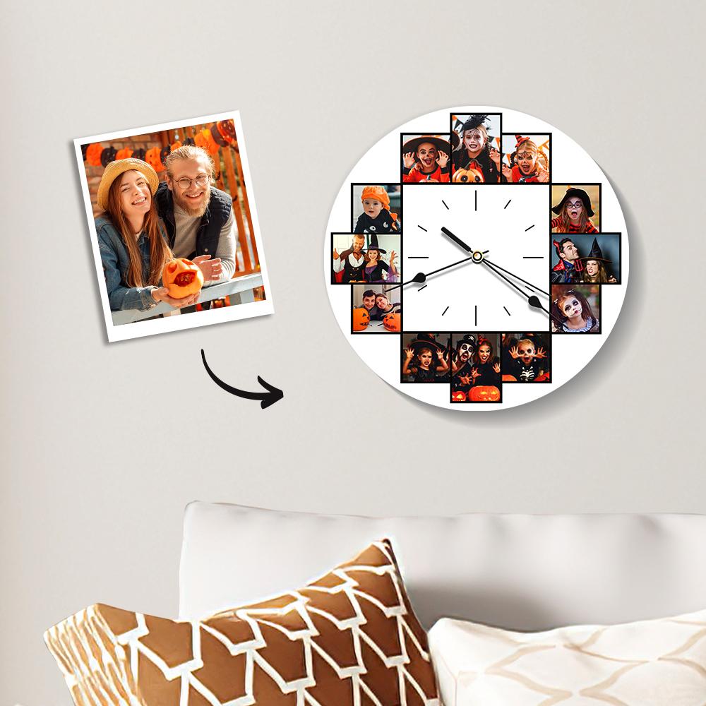 Custom Collage Photo Wall Clock 12 Pictures - DigiVirt