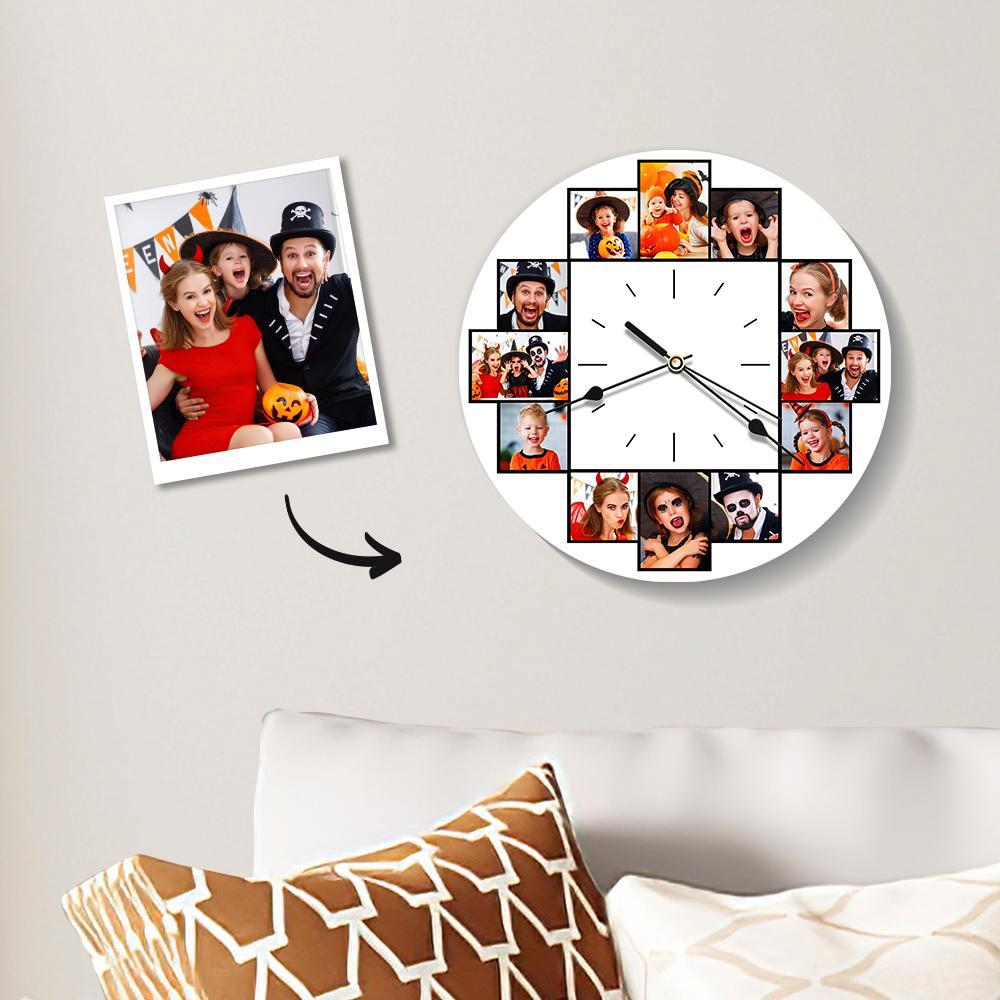 Custom Collage Photo Wall Clock 12 Pictures - DigiVirt
