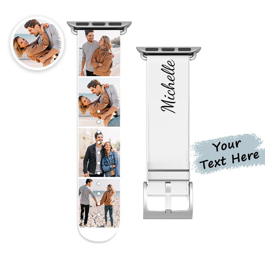 Custom Collage Photo and Name Apple Watch Band Silicone Watch Strap - DigiVirt