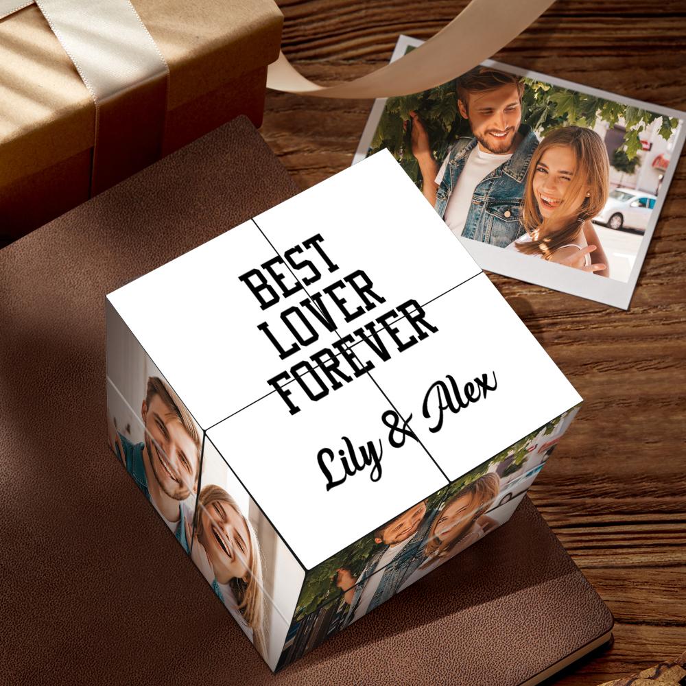 Custom Cube Photo Frame Multi Photo Best Lover Forever Custom Photos And Name Gifts For Couples 7*7*7cm Magic Cube - DigiVirt