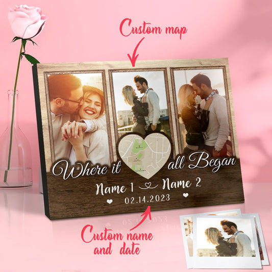 Custom Desktop Picture Frame Personalized Map Photo Frame - DigiVirt