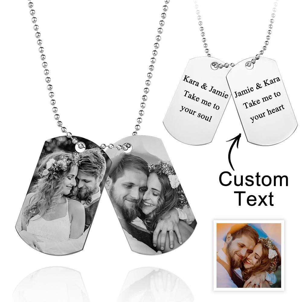 Custom Double Dog Tag Necklace Personalised Jewellery for Men's Wedding Gift - DigiVirt