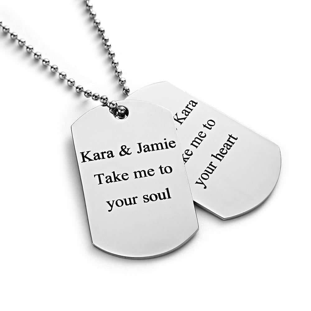 Custom Double Dog Tag Necklace Personalised Jewellery for Men's Wedding Gift - DigiVirt