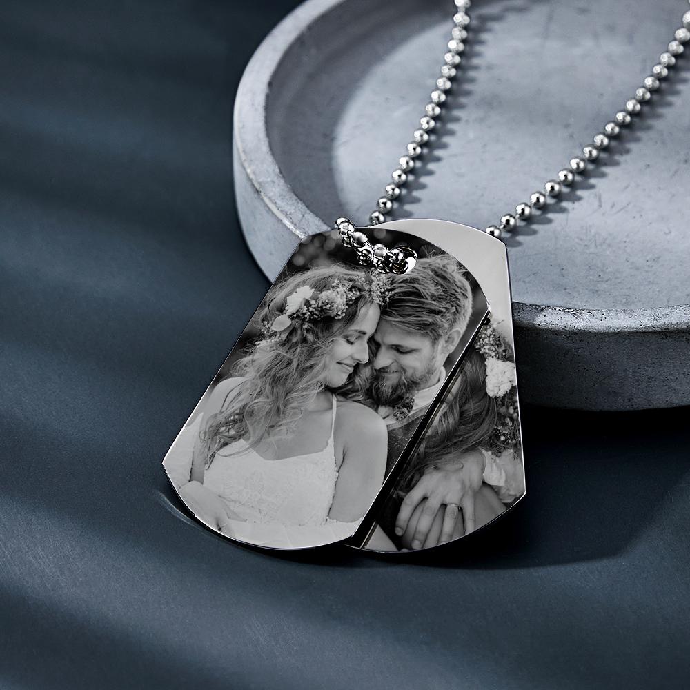Custom Double Dog Tag Necklace Personalised Jewellery for Men's Wedding Gift - DigiVirt