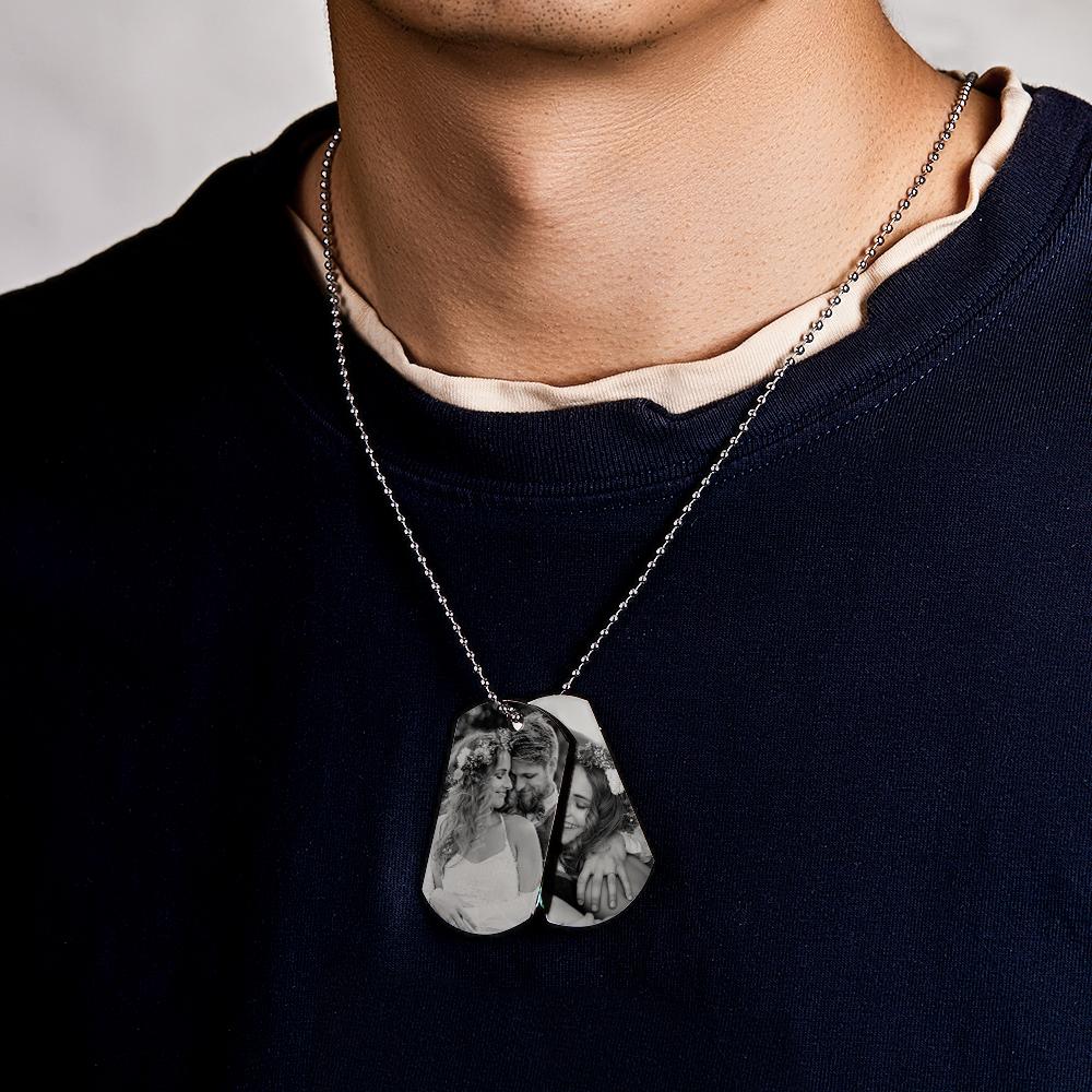 Custom Double Dog Tag Necklace Personalised Jewellery for Men's Wedding Gift - DigiVirt