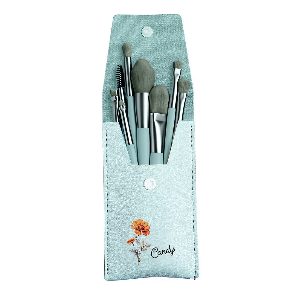 Custom Engraved Birth Flower Makeup Brush Set Wedding Gift - DigiVirt